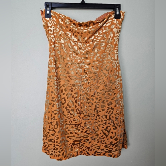 Silence + Noise Brenna Strapless Velvet Burnout Print Mini Dress in Mustard, M - Picture 11 of 14